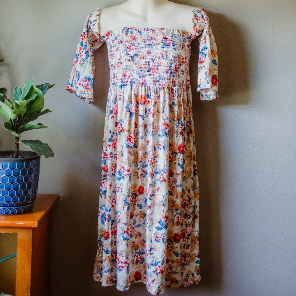 Gilli Off the Shoulder Floral Print Dress (L)